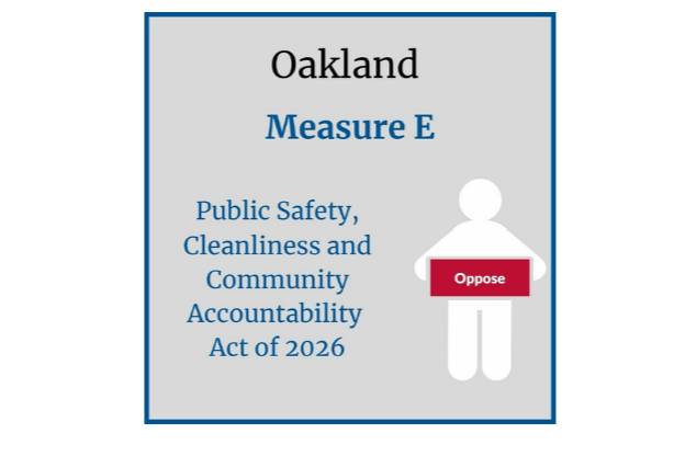 League of Women Voters of Oakland voter guide marking Measure E as Oppose.